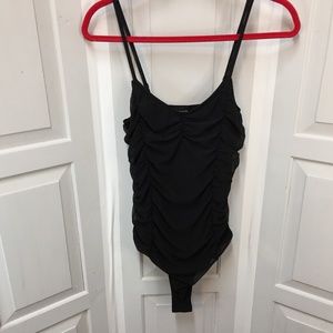 Free Press Clothing Black Ruched Bodysuit